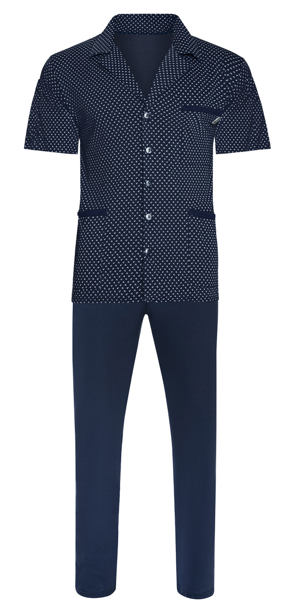 Bawełniana rozpinana piżama męska z krótkim rękawem Sesto Sesto