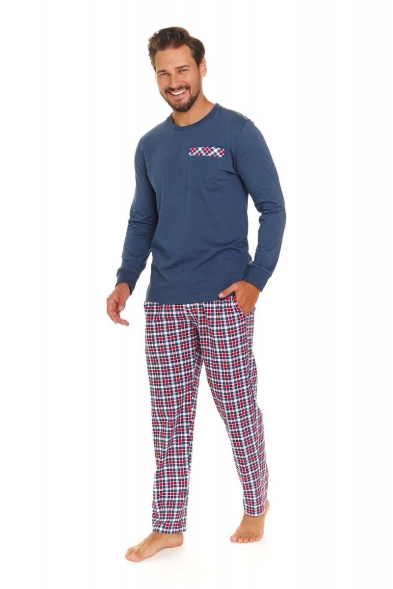 Pijama în carouri din bumbac Comfort pentru bărbați