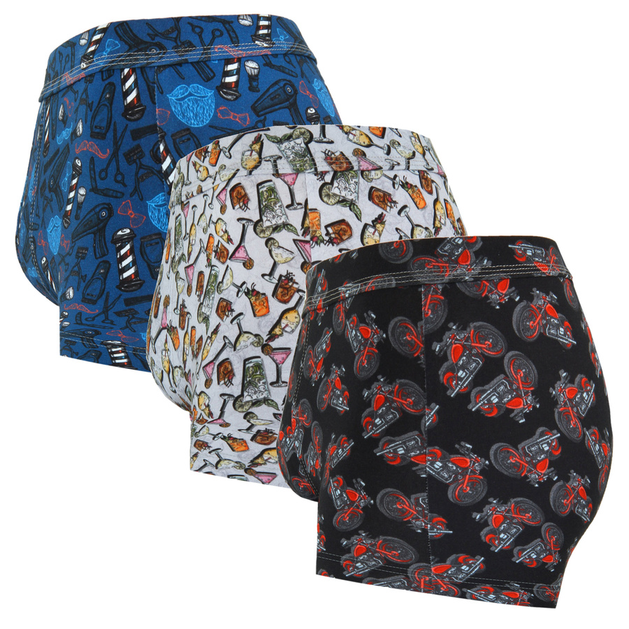 Pantaloni scurți boxeri din bumbac pentru bărbați, stil amuzant, 3-pack