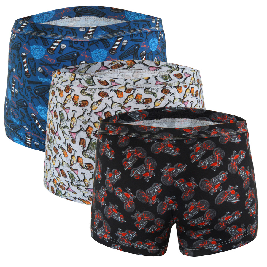 Pantaloni scurți boxeri din bumbac pentru bărbați, stil amuzant, 3-pack