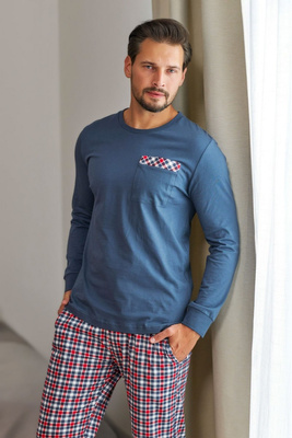 Pijama în carouri din bumbac Comfort pentru bărbați