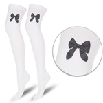 Zakolanówki bawełniane damskie z kokardką