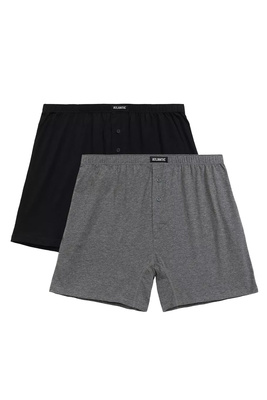 Boxeri bărbătești largi negri și gri 100% bumbac 2-pack Atlantic - lejeritate maximă.