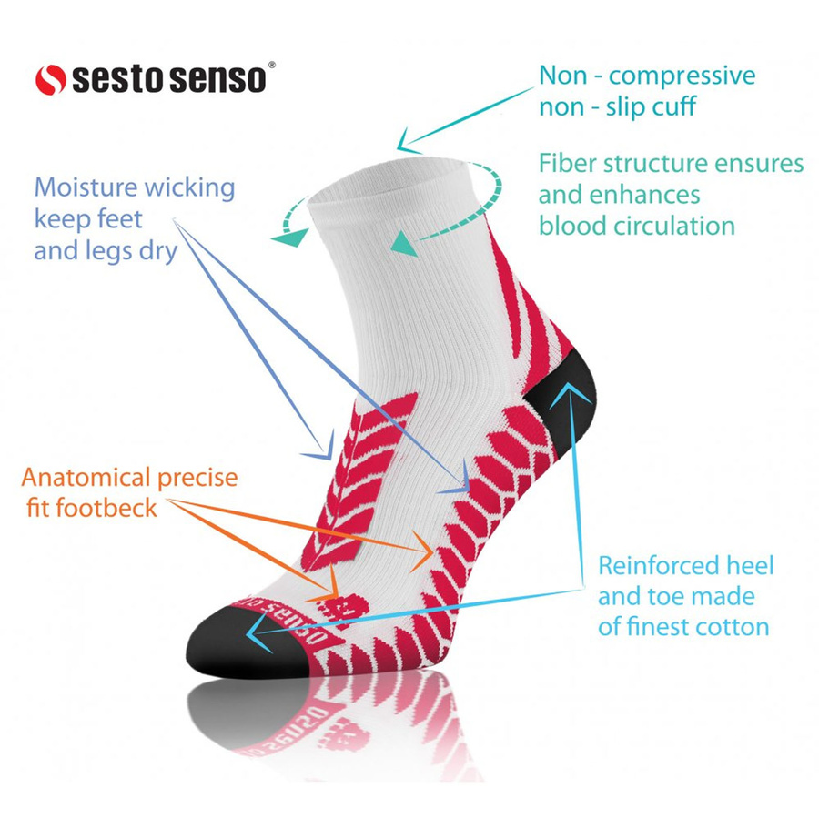 2x Bawełniane oddychające bezszwowe SKARPETY SPORTOWE SPORT SOCKS Sesto Senso