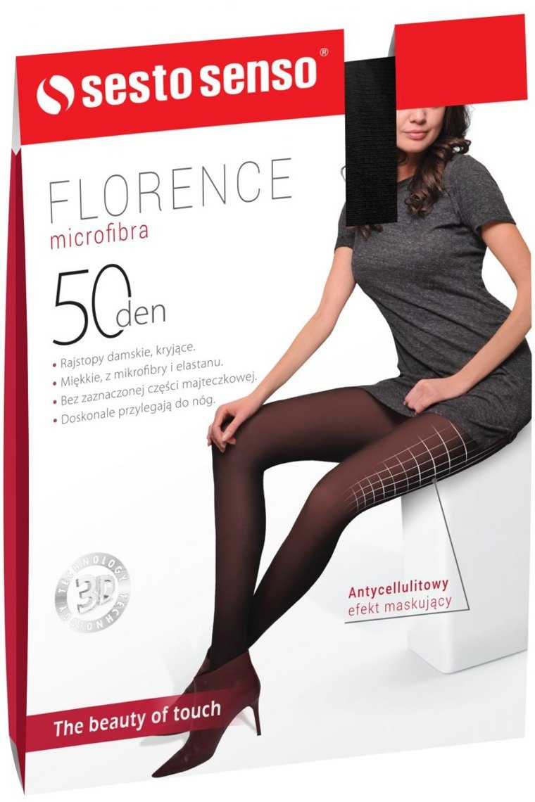 Colanți opaci 3D Florence pentru femei de la Sesto Senso - maschează elegant celulita.