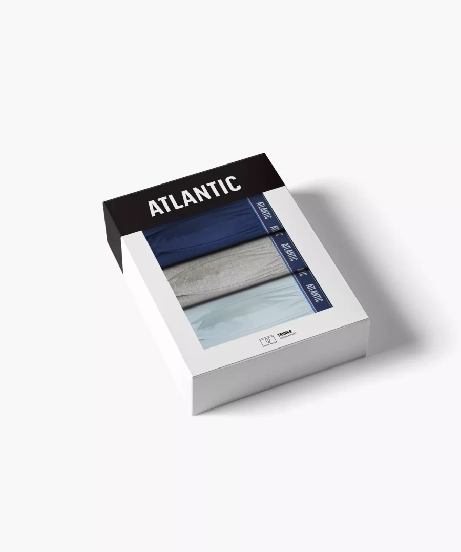 Set de 3 boxeri sport Atlantic gri și albastru pentru bărbați - potrivire perfectă și confort.
