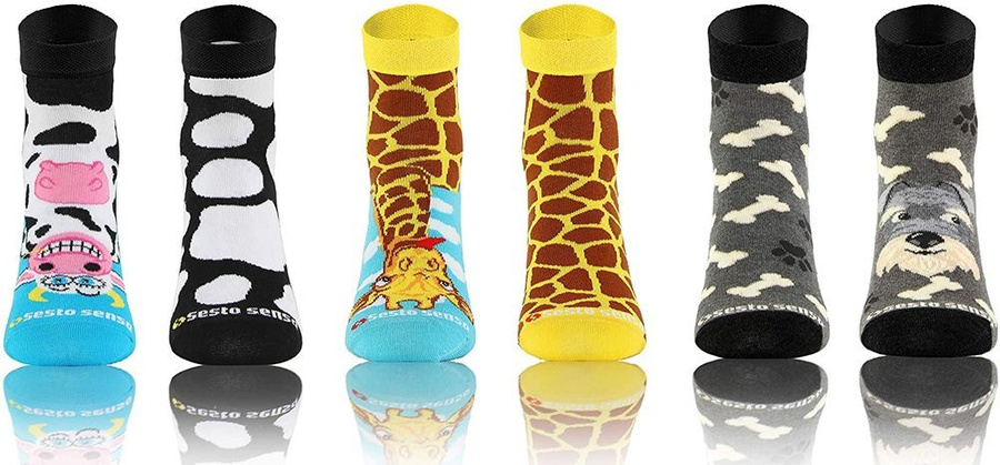 Kolorowe śmieszne ZAKOSTKI SKARPETY FINEST Sesto Senso