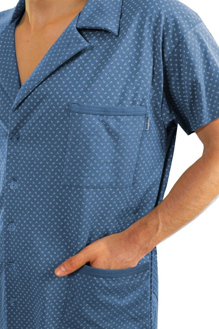Bawełniana rozpinana piżama męska z krótkim rękawem Sesto Sesto