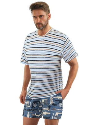 Pijama cu mânecă scurtă Comfort din bumbac pentru bărbați