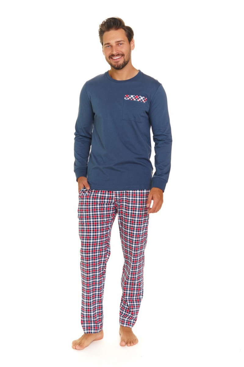 Pijama în carouri din bumbac Comfort pentru bărbați