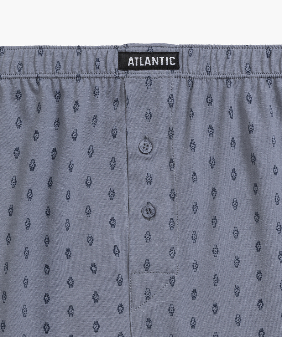 Pantaloni scurți boxer din bumbac gri marin pentru bărbați
