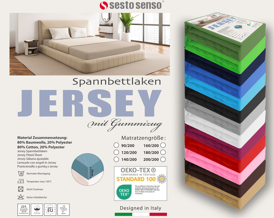Cearșaf de pat din bumbac Jersey