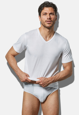 Tricou cu mânecă scurtă pentru bărbați Gât V 100% bumbac Art. 512 White Navigare