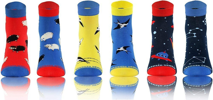 Kolorowe śmieszne ZAKOSTKI SKARPETY FINEST Sesto Senso