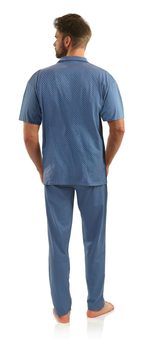 Bawełniana rozpinana piżama męska z krótkim rękawem Sesto Sesto