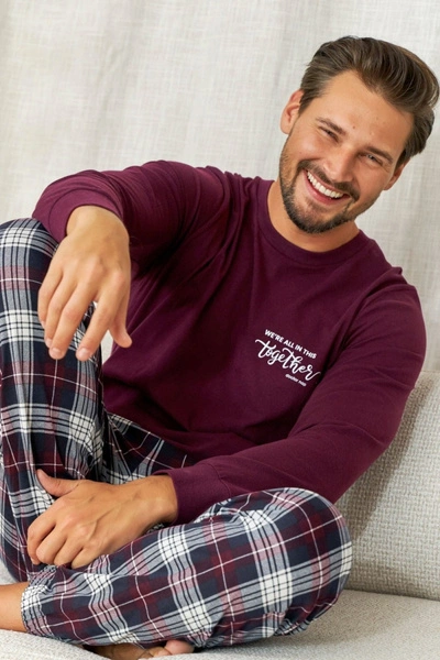 Pijama bărbătească din bumbac Comfort Maroon