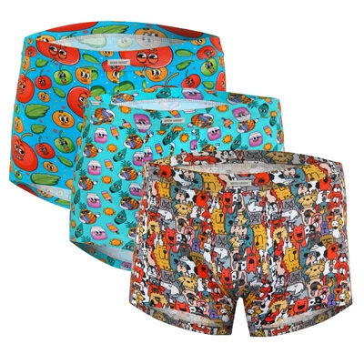 Pantaloni scurți boxeri din bumbac pentru bărbați, stil amuzant, 3-pack